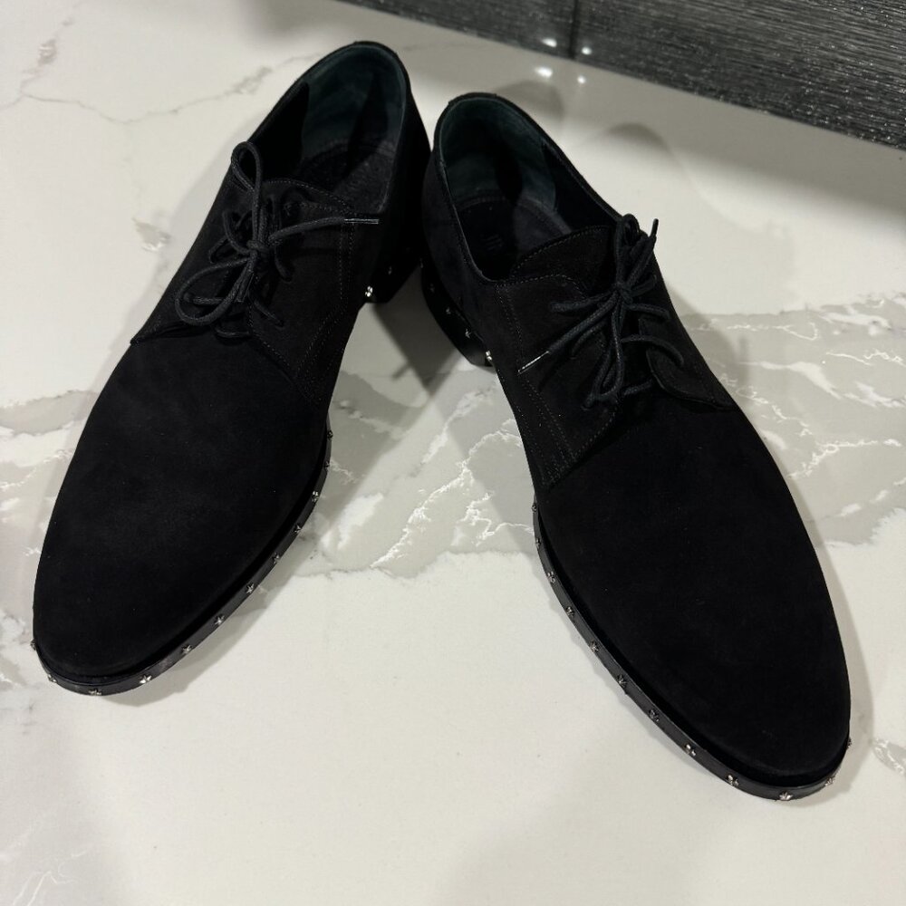 JIMMY CHOO Mens Axel Black Suede Studded Oxfords Size EU 44/ US 11 - Picture 4 of 17